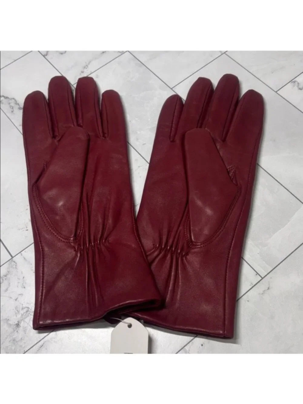 NWT Harssidanzar Women Red Italian Lambskin Leather Cashmere Lined Glove L LARGE